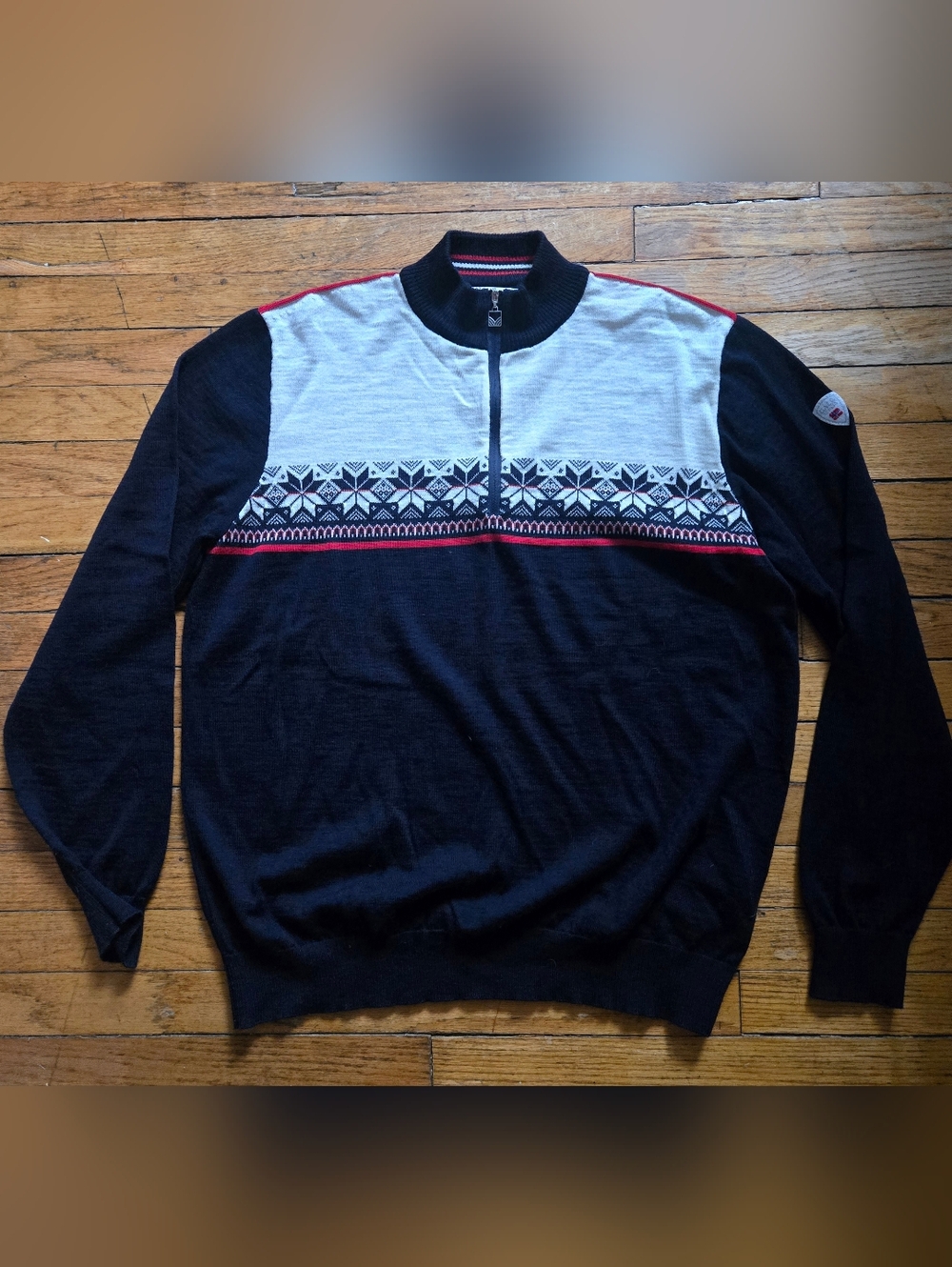 Dale of Norway XL Blue Liberg Sweater 1/4 Zip Marino Made in Norway